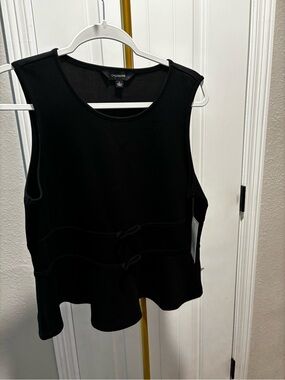 Calvin Klein Black Sleeveless Tie-Front Peplum Tank